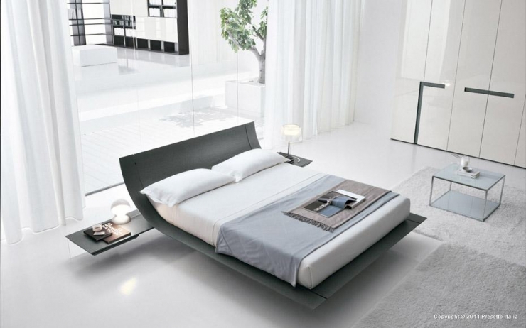 Современная кровать в современной спальне