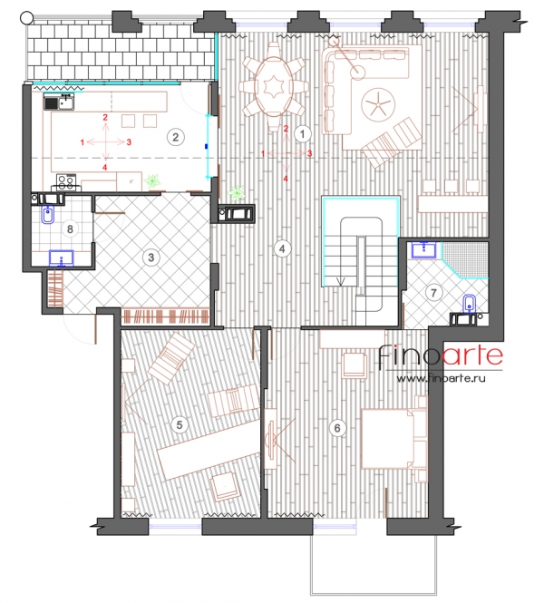 План расстановки мебели (этаж 1)