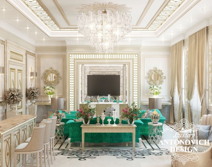 Luxury Antonovich Design, дизайн гостиной в стиле ар деко, Антонович Дизайн